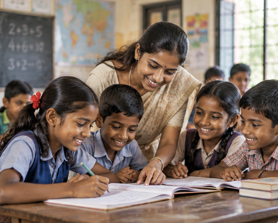 Students learning together in a classroom
